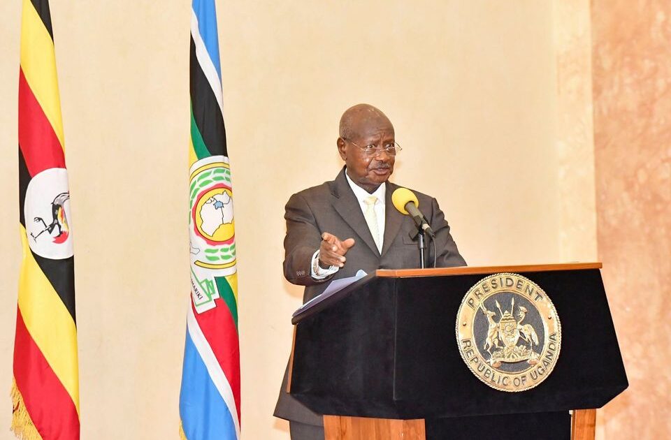 Circular Ugandan Presidential Seal at the Chest of the new podium 