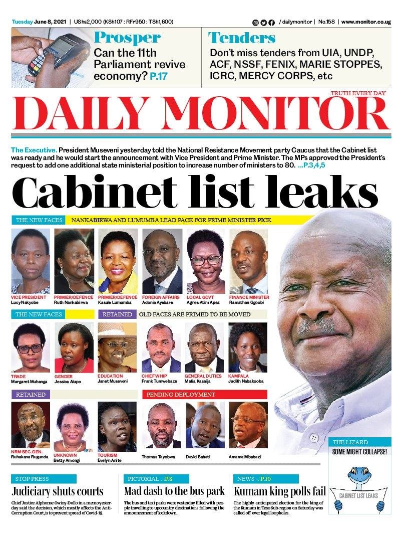 Daily Monitor, Tuesday with the leaked list