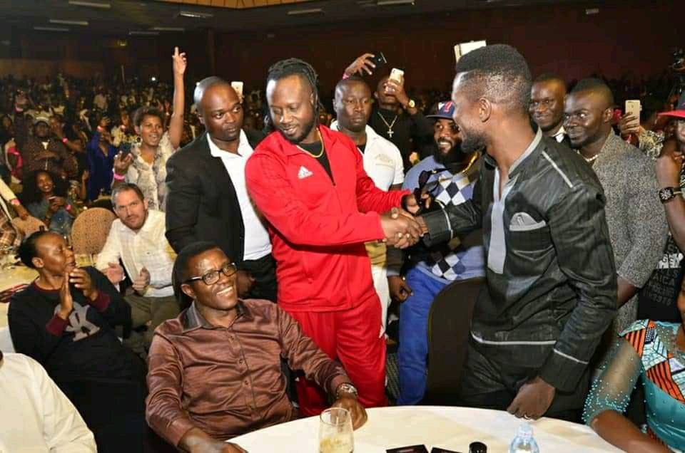 Rare moment in Jan 2019 when Bebe Cool and Bobi Wine shook hands at Eddy Kenzo's concert 