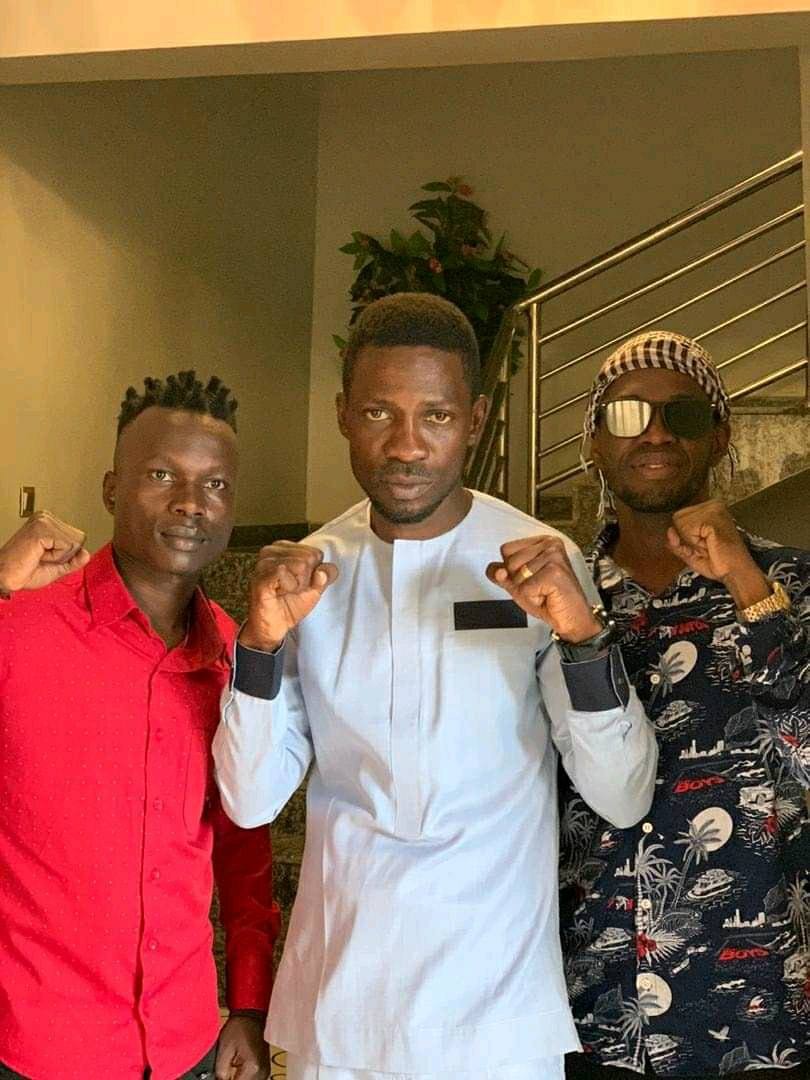 Dan Magic (left), Bobi Wine and Nubian Li