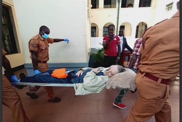 The German National on a stretcher just after the court session 