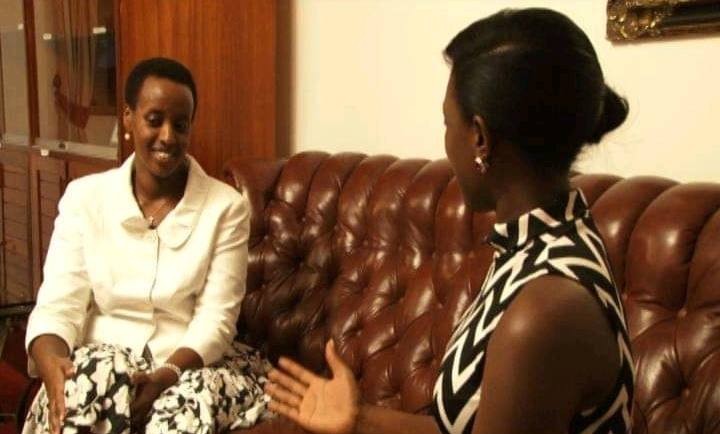 Justine Nameere (R) interviews Museveni's daughter, Natasha