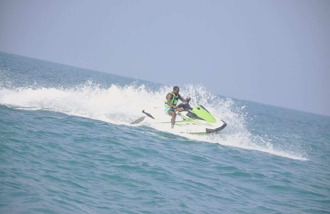 Miya Farouk Skiing On Mediterranean Sea.