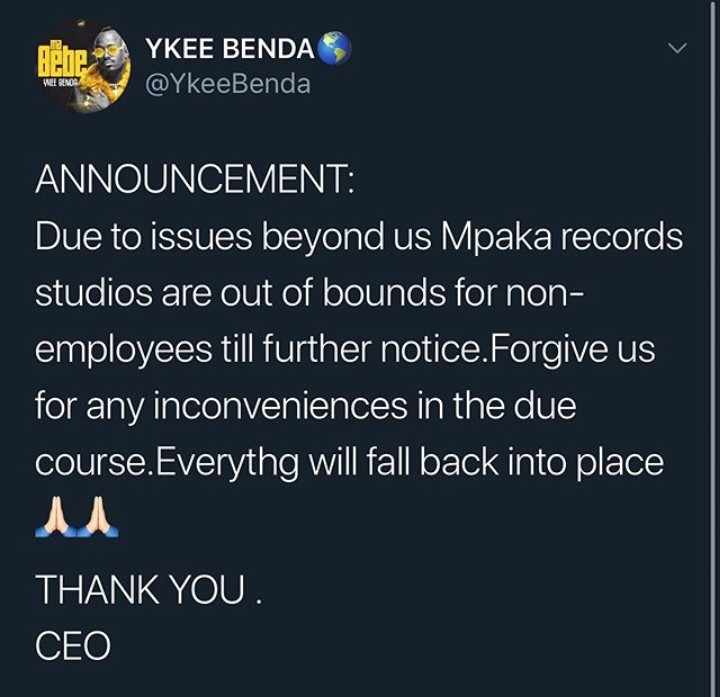 Ykee Benda robbed at his studio