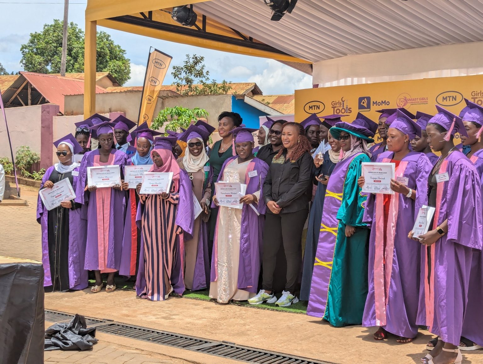 MTN Girls in Tech together with MTN CEO Sylvia Mulinge in black