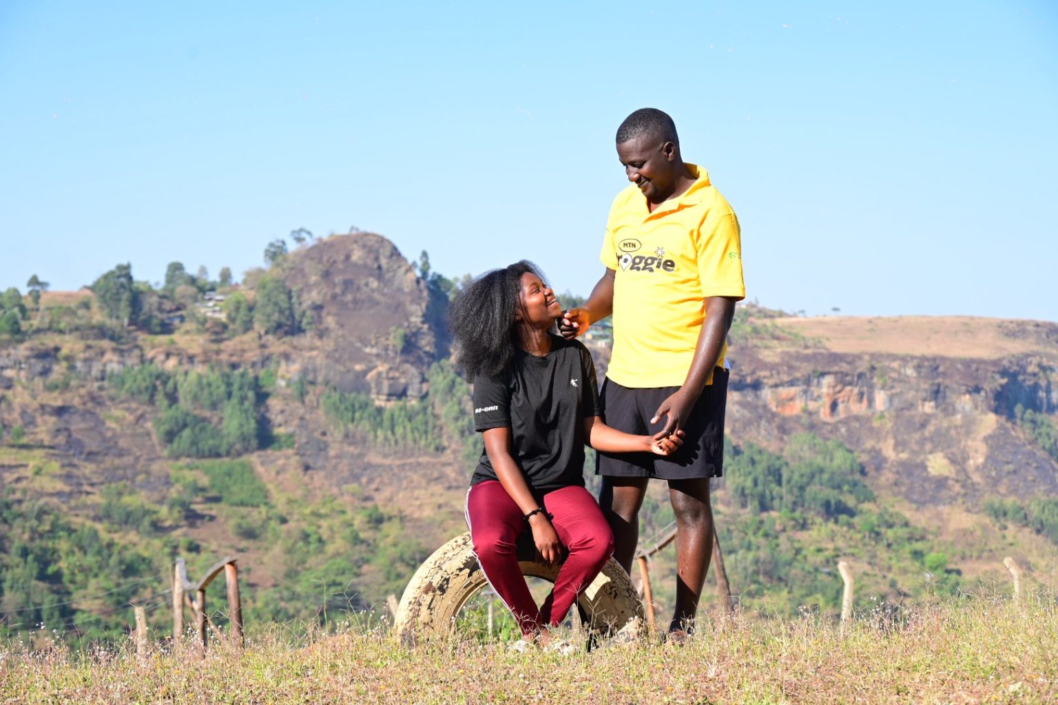 The MTN Proggie overall winner Alex Tusingwire with his lovely wife