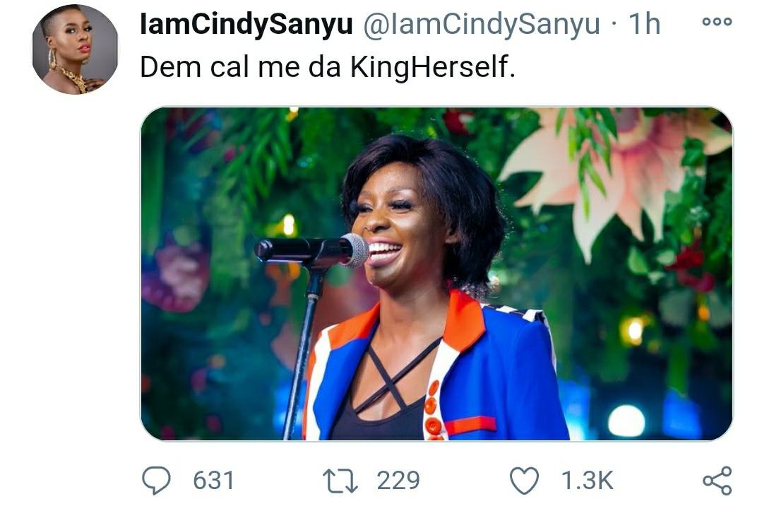 Cindy Sanyu on Twitter shortly after her Fb post