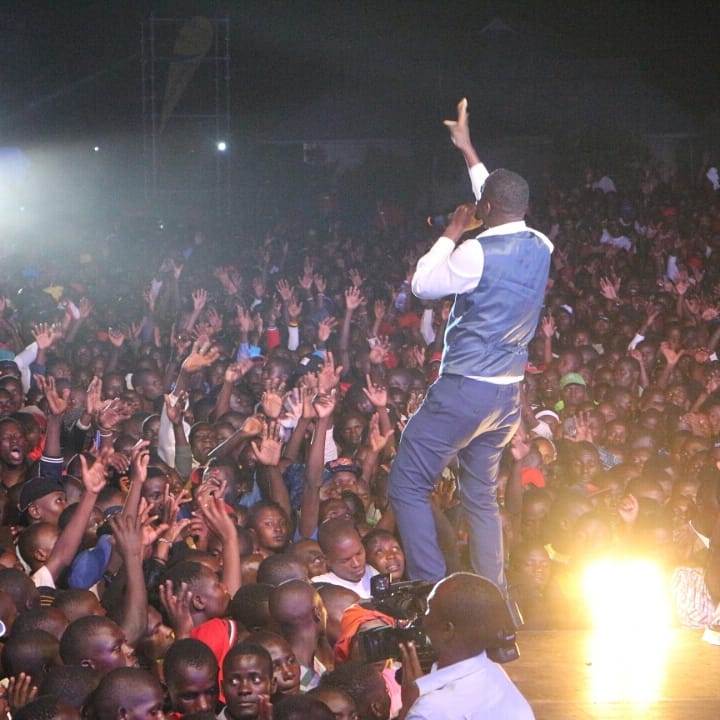 Mesach Semakula at a concert in Masaka, 2019