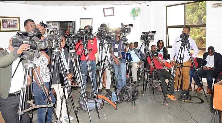 Journalists walk out of conference.