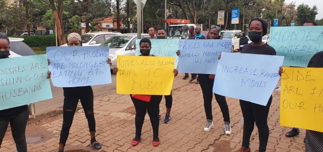 Kampala wives stage a protest against side chicks receiving better treatment than they do.