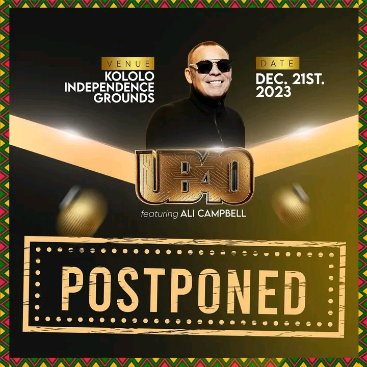 UB40 Concert Halted, new date to be announced